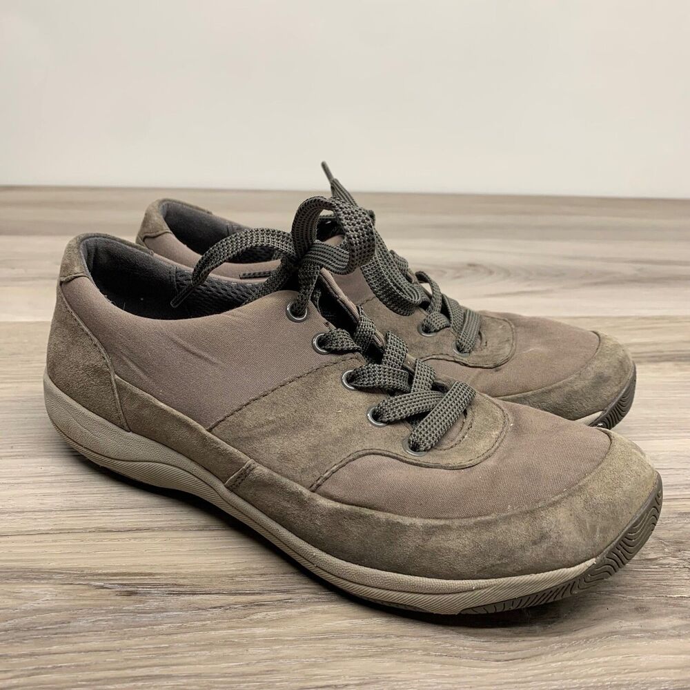 Dansko Shoes Womens 38 8 Hayden Lace Up Sneakers Grey Leather Low Top Comfort